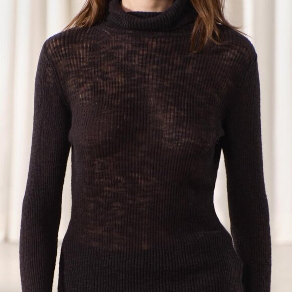 ZARA COTTON RIBBED JERSEY TURTLENECK - Picture 9 of 9